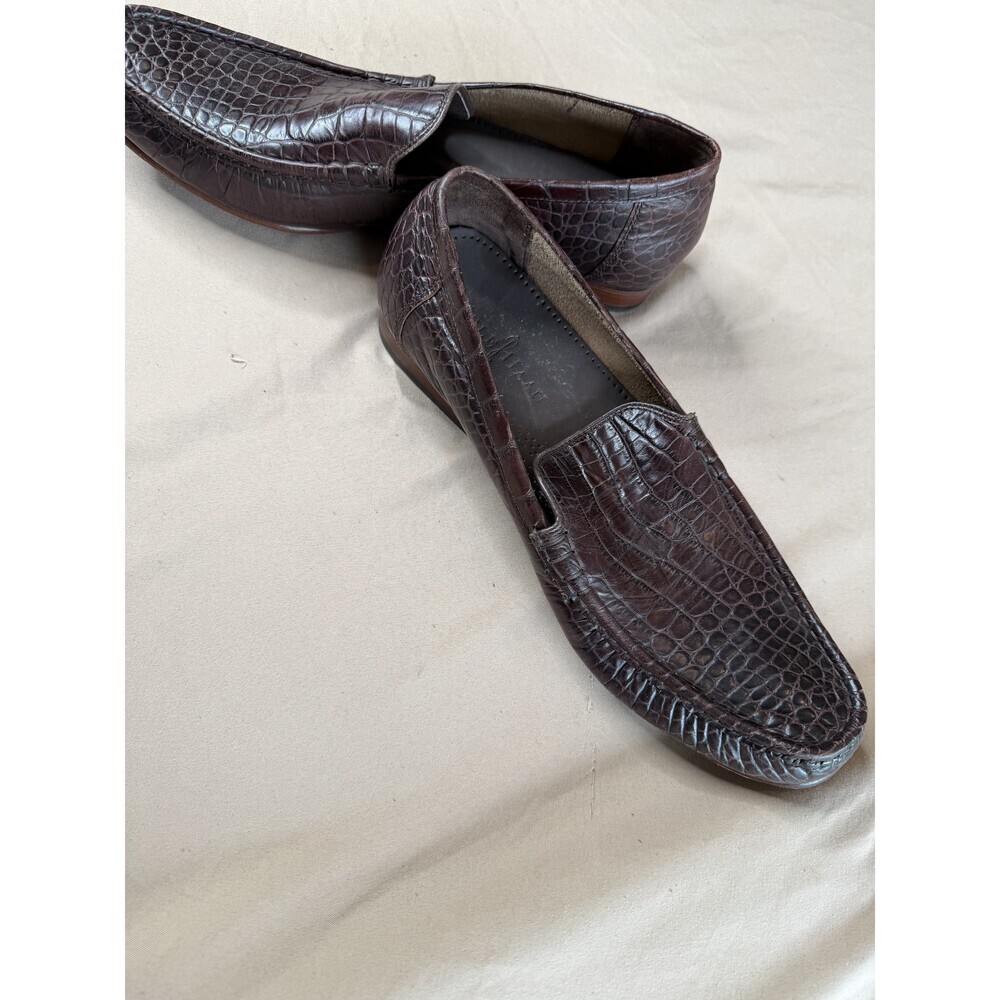 Cole Haan Grand Olsen Alligator Print Leather Slip-On Men's 10.5 Brown